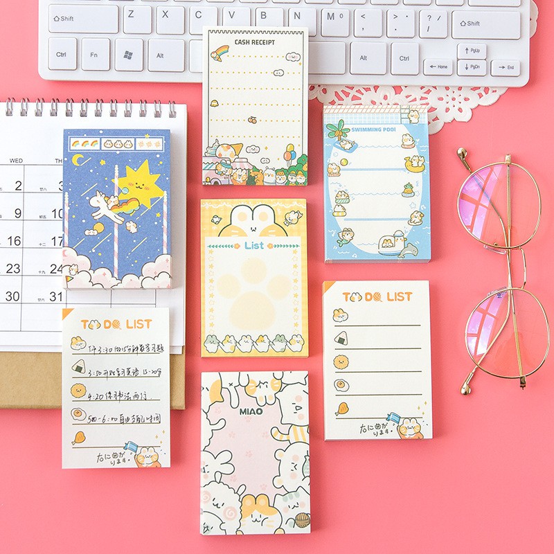 Sổ Tay Notepad Xé Mini Giấy Viết To-do-list 100 Nhắc Nhở Công Việc Hình Thỏ Cam