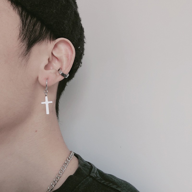 Khuyên Tai Hình Chữ Thập Cá Tính Độc Đáo Phong Cách Harajuku