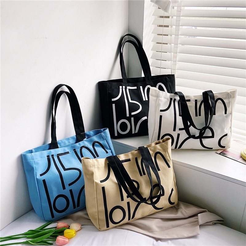 Túi Xách Canvas In Chữ Thời Trang Nữ Tính