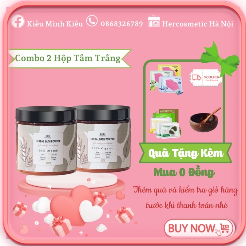 Combo 2 Hộp Tắm Trắng Thảo Dược tặng kèm 1 bộ gáo dừa. Giúp da trắng sáng mềm mịn, tắm trắng tại nhà