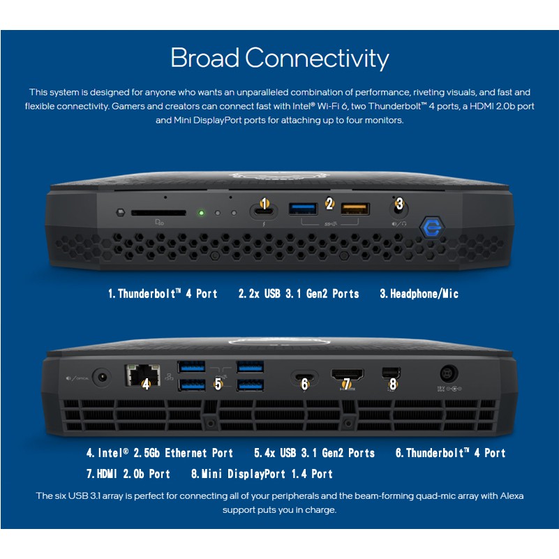 Máy tính Intel NUC 11 Phantom Canyon Enthusiast Kit MiniPC - NUC11PHKi7C ( RNUC11PHKi7C000 )