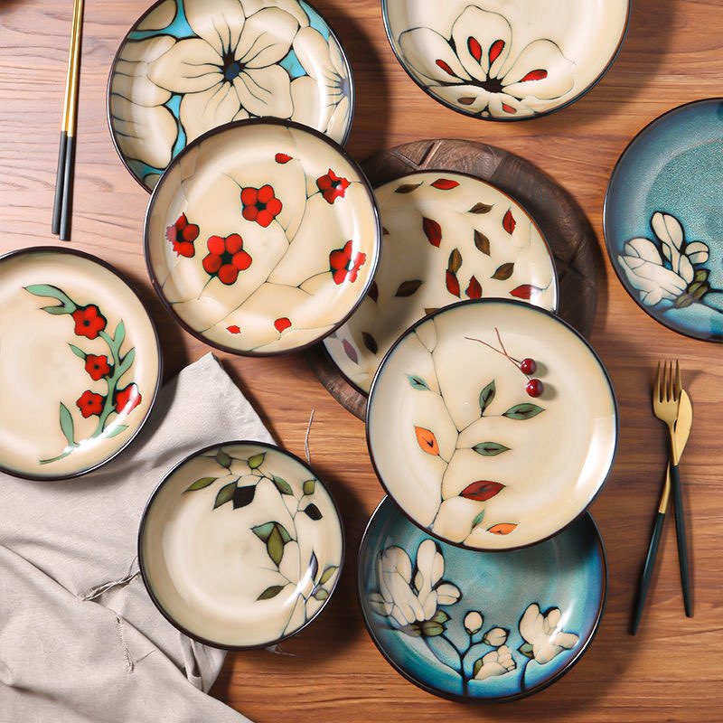 HOA - Đĩa hoa vintage - Gốm sứ tráng men cao cấp