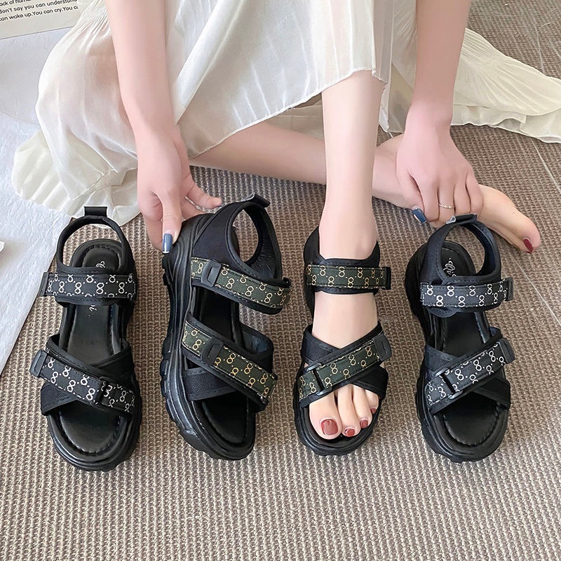 Giày Sandal Đế Xuồng Dày Dặn Thoải Mái Phong Cách Hàn Quốc Thời Trang Mùa Hè 2022