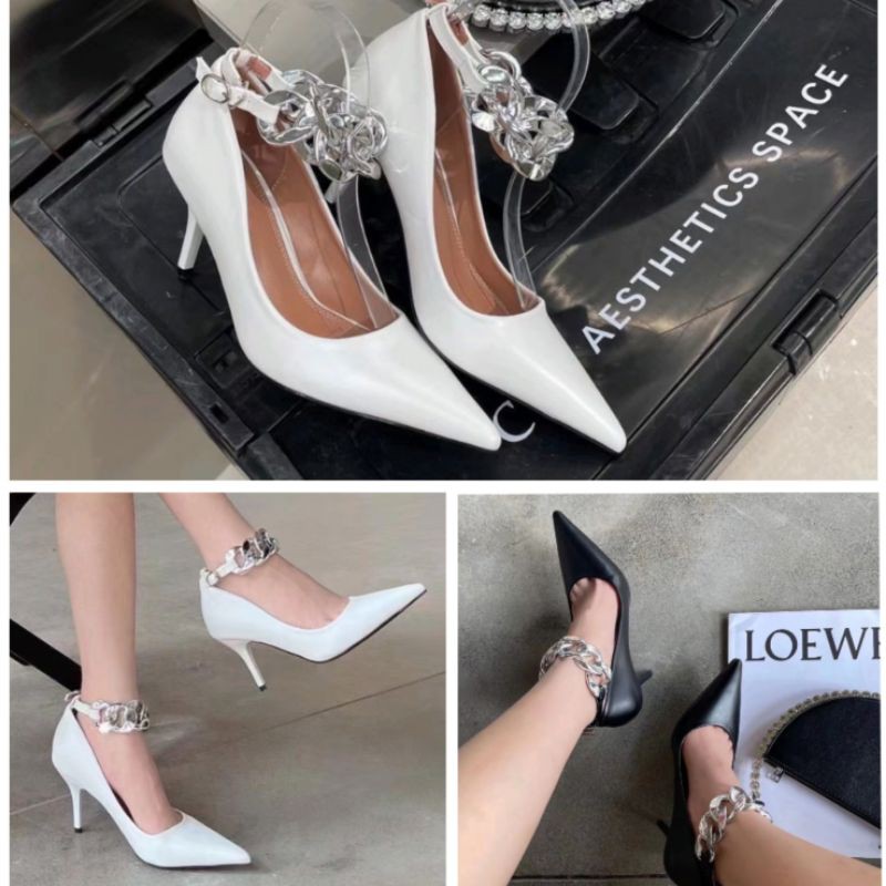 B(ẢNH THẬT) Giày Cao Gót 7p Quai Xích To Da Mờ Mềm Êm Fullbox Bill Túi Cao Cấp