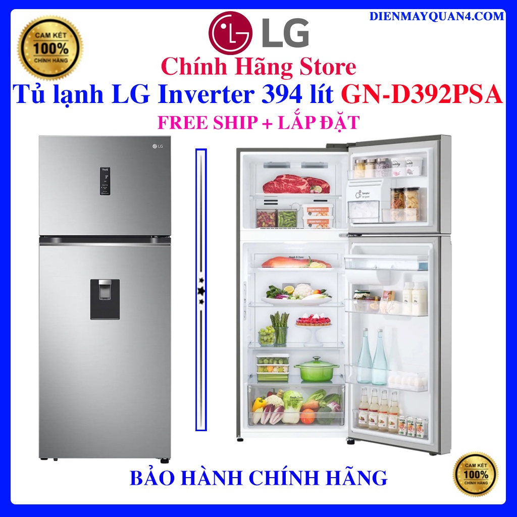 Tủ lạnh LG Inverter 394 lít GN-D392PSA