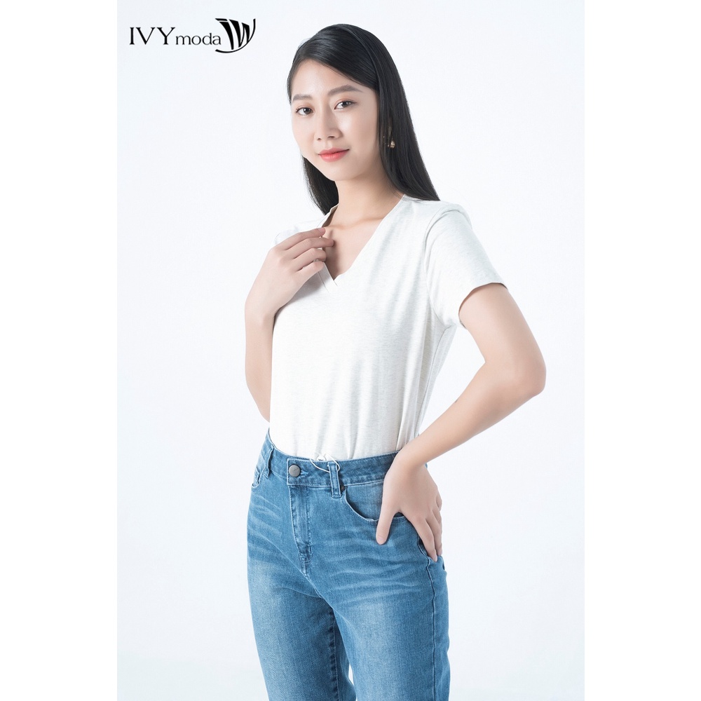 Áo thun nữ trơn cổ V IVY moda MS 57P0155