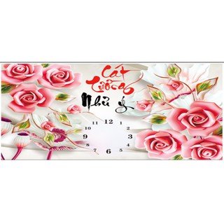 Tranh thêu đồng hồ chữ thập cát tường như ý ( chưa thêu)-X8153