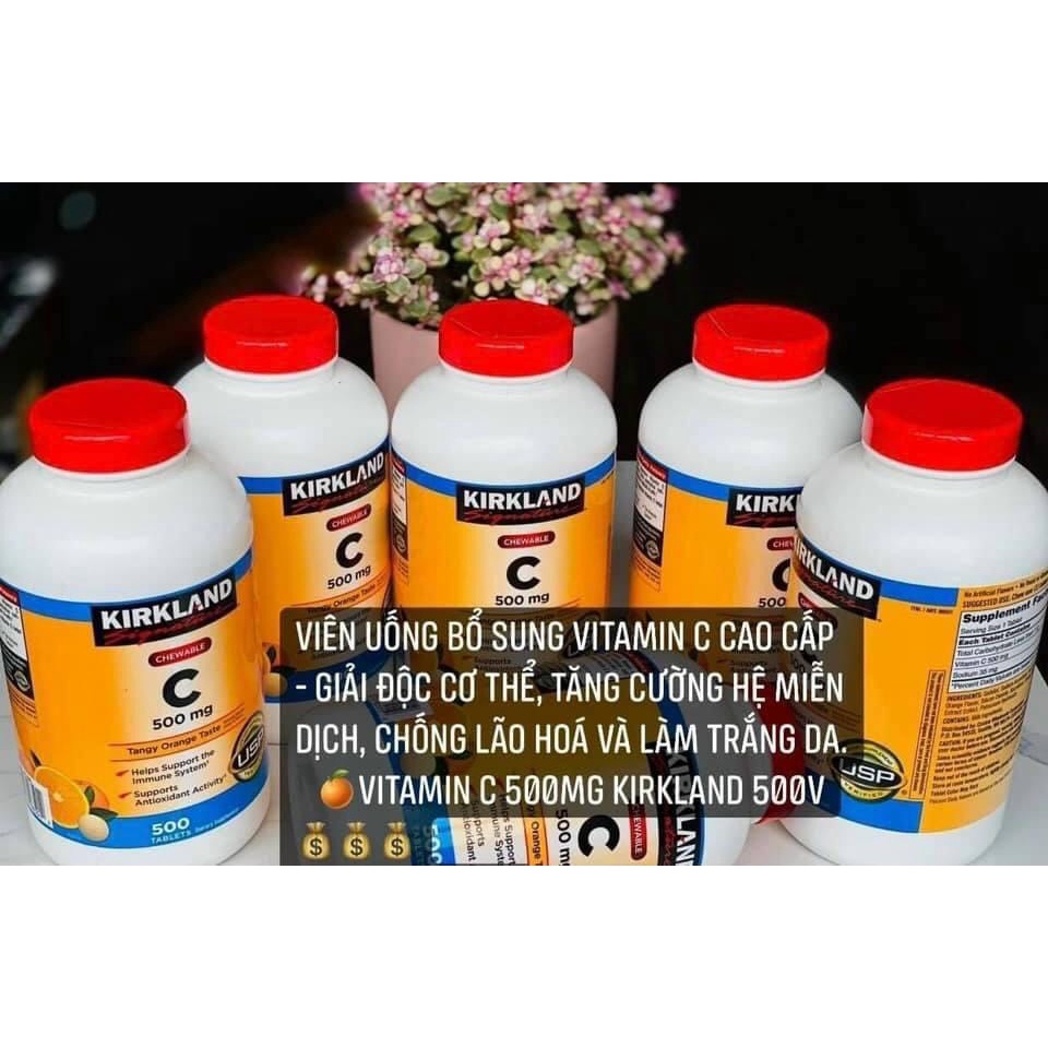 Kẹo nhai vitamin C Kirkland 500mg hộp 500 viên. DATE T1/2024 Của M.ỹ