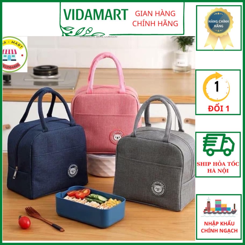 Túi Giữ Nhiệt Đựng Hộp Cơm 2 Lớp Dày Dặn Nhiều Kích Thước Chọn Lựa Kiểu Dáng Xinh Xắn, Ngăn To Tiện Dụng (Vidamart)