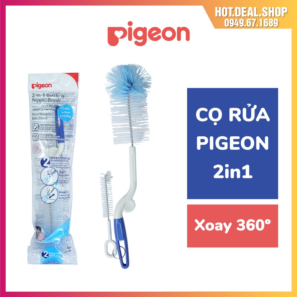 [Chính Hãng] Cọ rửa bình sữa và núm ti Pigeon (tay xoay 2 chiều) - Cọ rửa bình sữa Pigeon