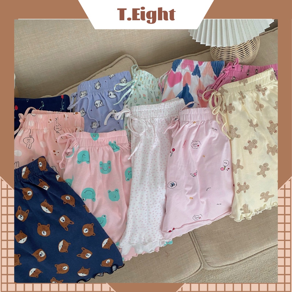 Quần Short thun xòe nhiều hoạ tiết cạp chun, Quần ngủ vải cotton mịn mát co giãn | BigBuy360 - bigbuy360.vn