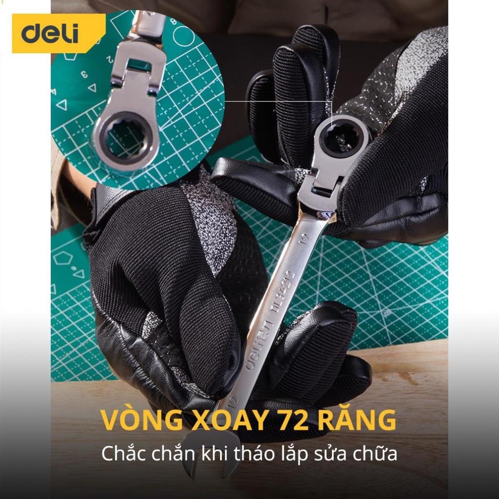 [LIFEDL157] Cờ Lê Tự Động Đầu Gập Deli Cao Cấp - Sử Dụng Linh Hoạt - Chất Liệu Chống Mòn, Gỉ - DL34212 .
