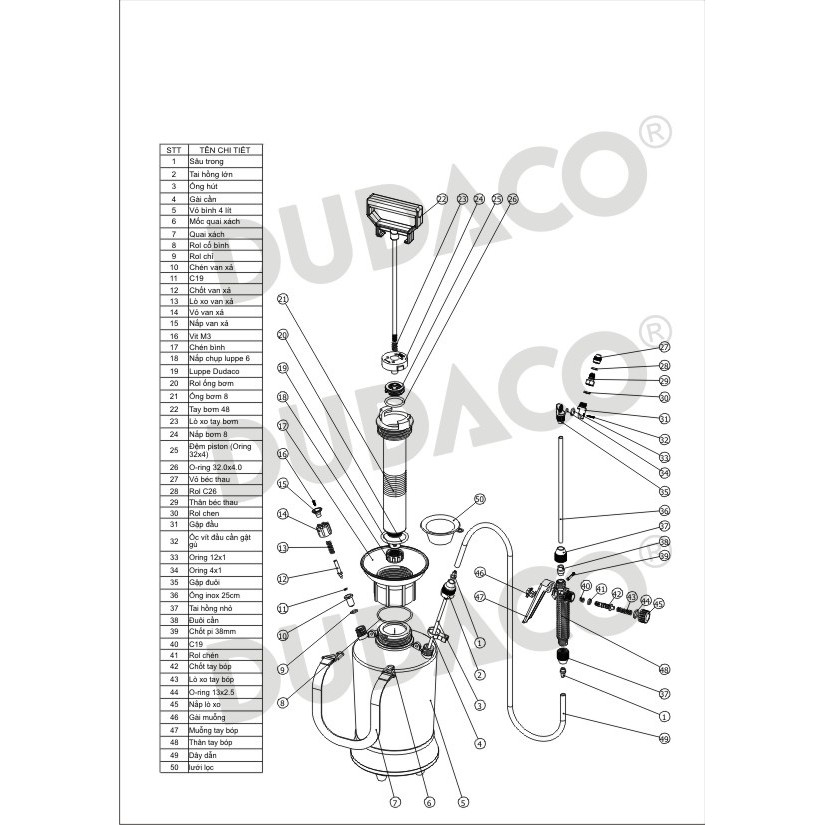 Bình xịt tưới cây 4 lít bình 4 lít bình Đức Đạt Dudaco