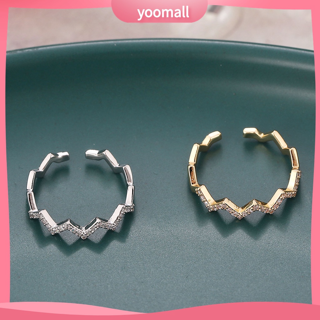 Yomall♡ Nhẫn Hình Gợn Sóng Bằng Hợp Kim Có Thể Điều Chỉnh Kích Thước