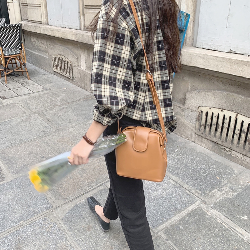 SUXI Áo Sơ Mi Caro Tay Dài Phong Cách Hàn Quốc