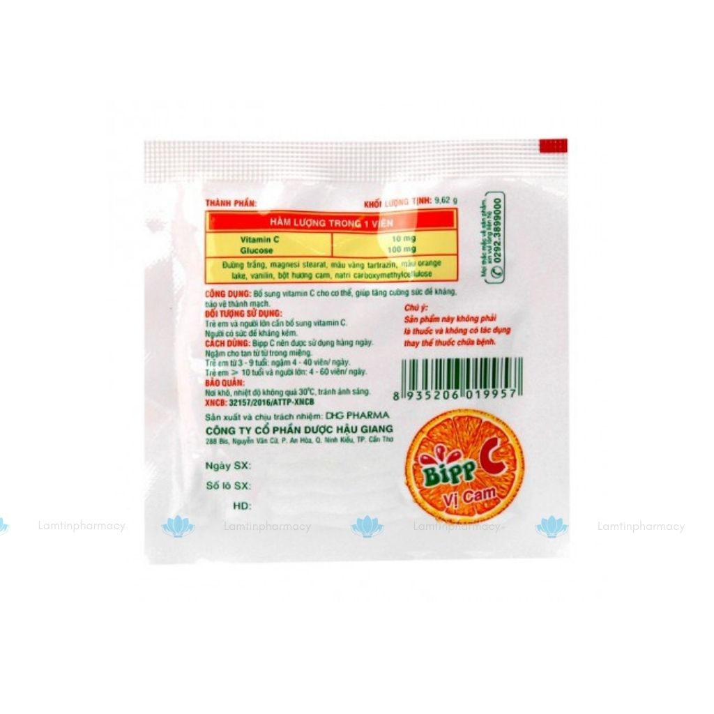 Bipp C Ngậm Kẹo cam DHG bổ sung thêm Vitamin cho cơ thể, thơm ngon dễ hiệu quả