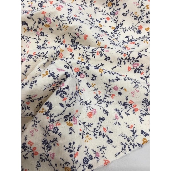 Vải thun cotton bozip hoa nhí