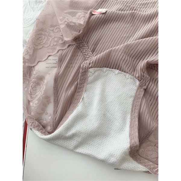 Quần lót Lưng Cao gen bụng Tăm lạnh , Quần lót ren cao Cấp Đáy 100% cotton kháng khuẩn