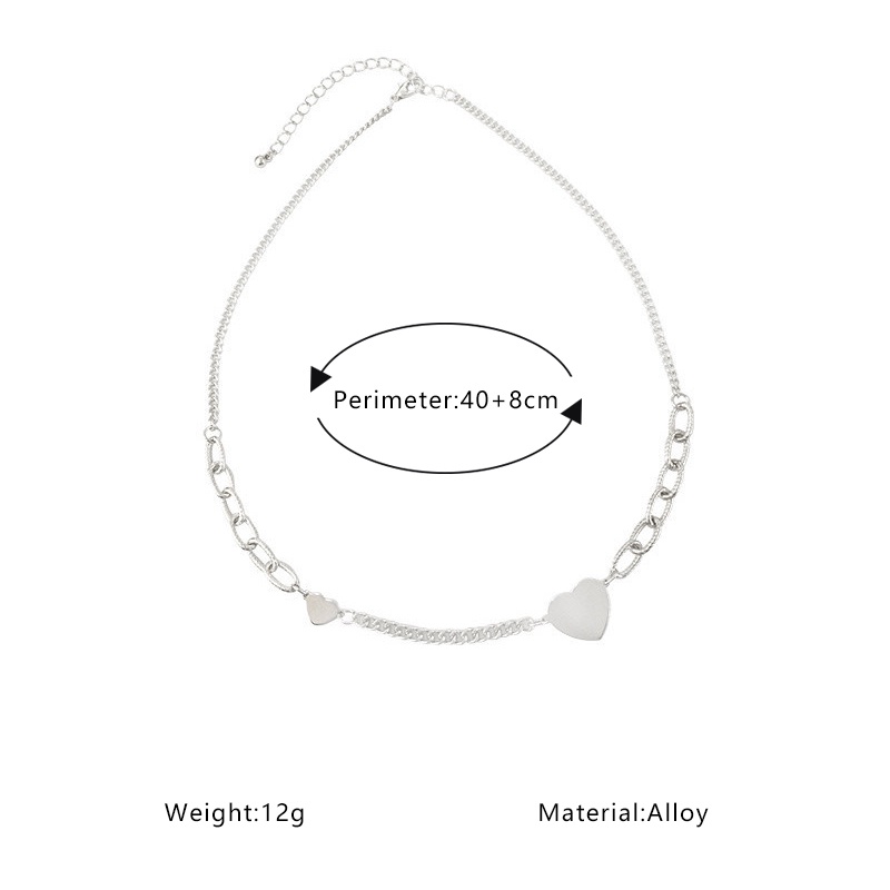 Vòng cổ Bằng Kim Loại Màu Bạc Hình Trái Tim Phong Cách Retro Hàn Quốc