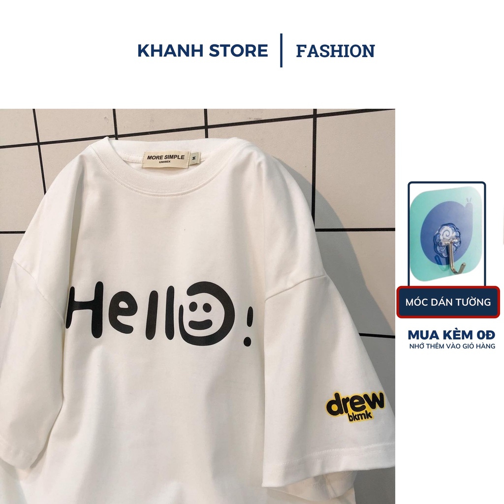 Áo Thun Tay Lỡ Unisex HELLO Vải Tici Form Rộng