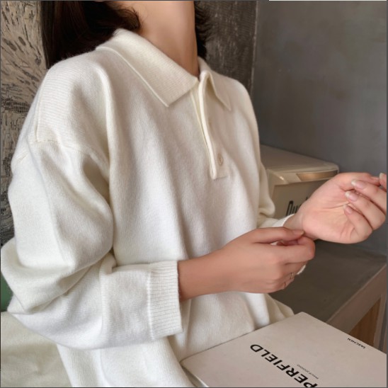 Áo len nữ Pure Cube tay dài có cổ thời trang Hàn Quốc