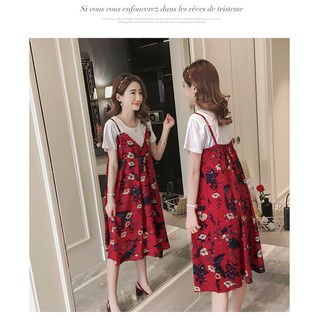 Đầm Bầu Sét Yếm - Đỏ Hoa