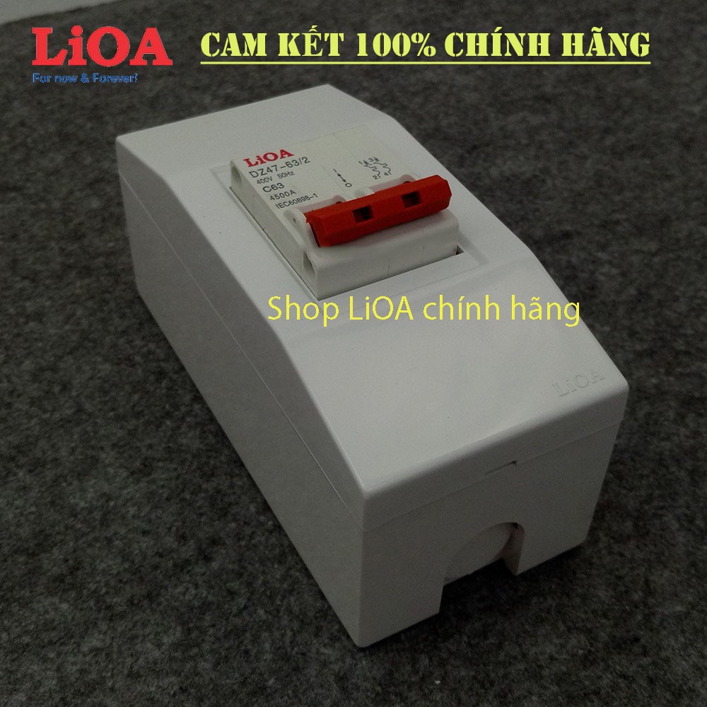 Combo cầu dao tự động  LiOA 2 pha loại 2 cực 10A/ 16A/ 20A/ 25A/ 32A/ 40A/ 50A/ 63A - Lắp nổi