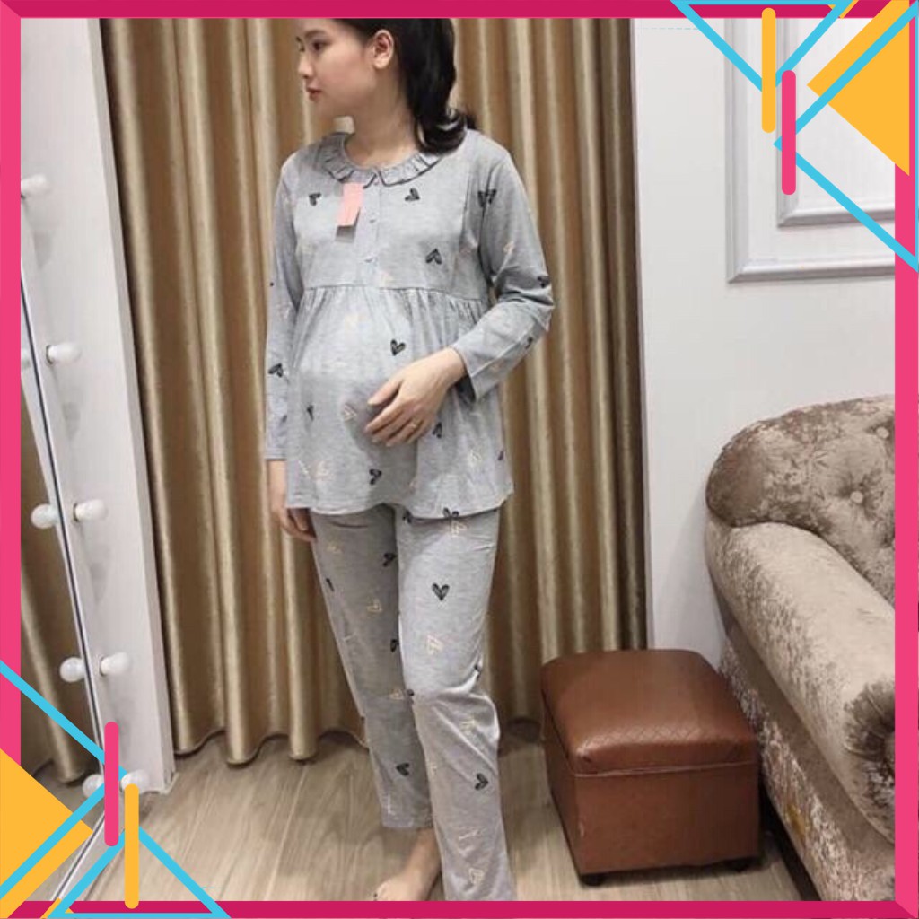 [HÀNG HÓT] Bộ Đồ Bầu Sau Sinh Kéo Khoá Ti, Cổ Bèo Cực Xinh