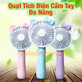 Quạt Tích Điện Mini Cầm Tay Kitty Siêu Mát Gấp Gọn