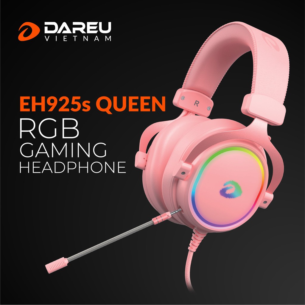 Tai Nghe Dareu EH925S Pink Gaming - LED RGB 7.1 giả lập ( mic rời - EH925s hồng )