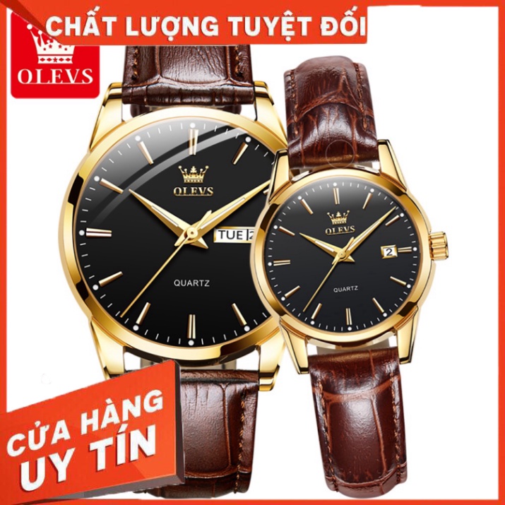 Đồng hồ da cặp đôi OLEVS 6898 thời trang chống thấm nước - Hàng nhập khẩu