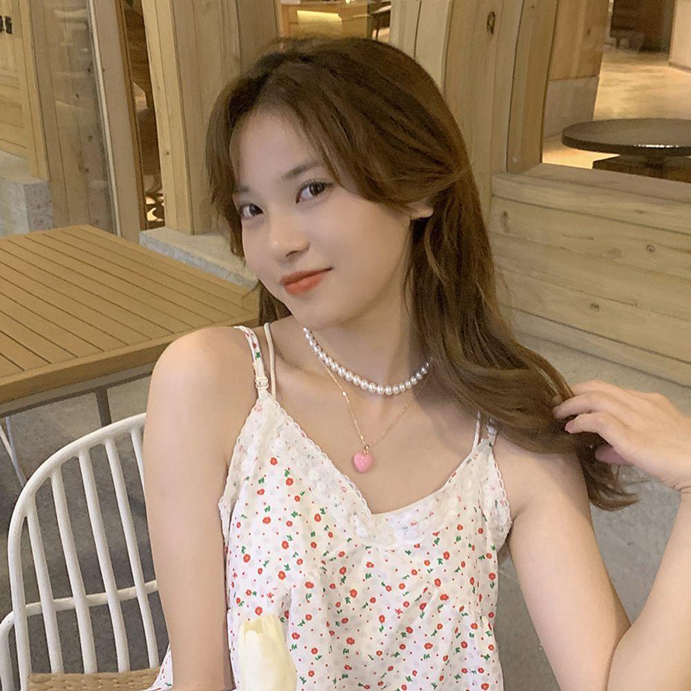 ANEMONE Vòng cổ Hai Lớp Mặt Trái Tim