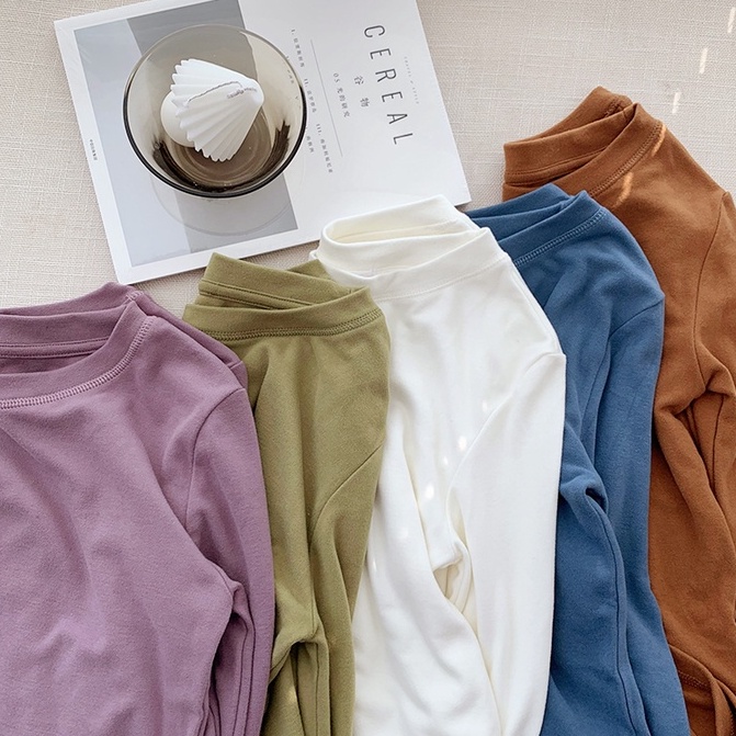 Áo thun cổ tròn dài tay phong cách mới 45173 thời trang cho nữ