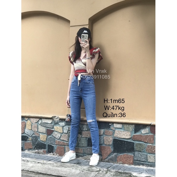 Quần jean nữ skinny lưng cao trên rốn S.tra.di.va.rius-hàng xuất xịn