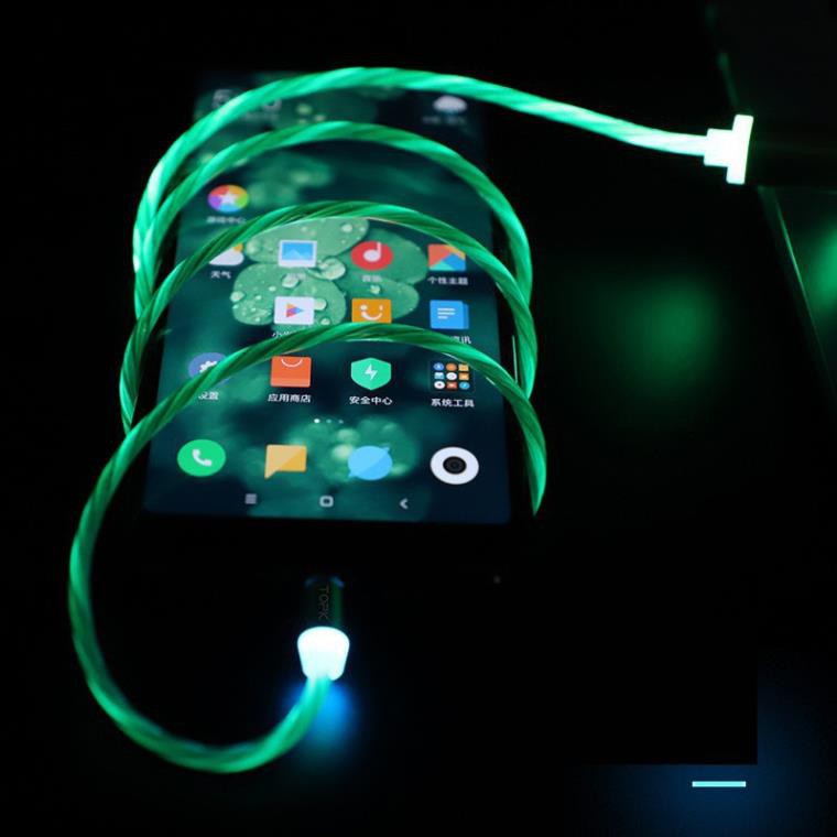 Cáp sạc nam châm dây phát sáng xoay 360 độ cao cấp iphone | micro USB