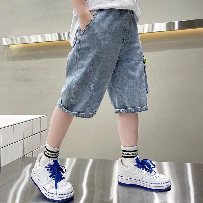 Quần short jeans BXPB ống rộng thời trang mùa hè cho bé trai
