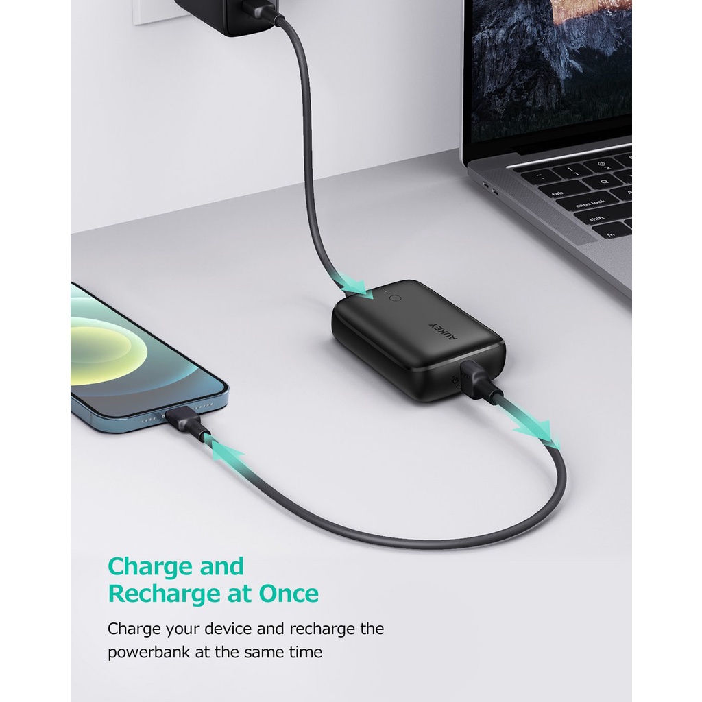 Pin Sạc Dự Phòng Aukey PB-N73S/ N83 18W / PB-N83S PD 20W 10000mAh 1C+1A,2 Cổng USB-C Sạc Nhanh PD 20W + USB-A QC 3.0 18W