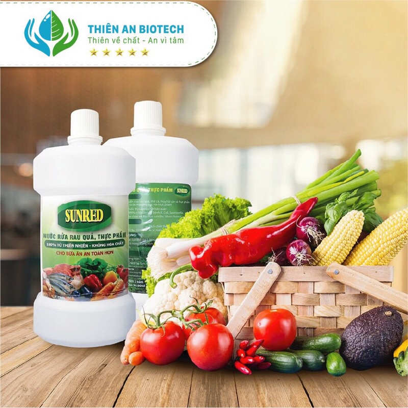 NƯỚC RỬA RAU CỦ QUẢ TRÁI CÂY, THỊT, CÁ, TÔM, HẢI SẢN  - THỰC PHẨM AN TOÀN KHÁNG KHUẨN SUNRED - bobashop.vn