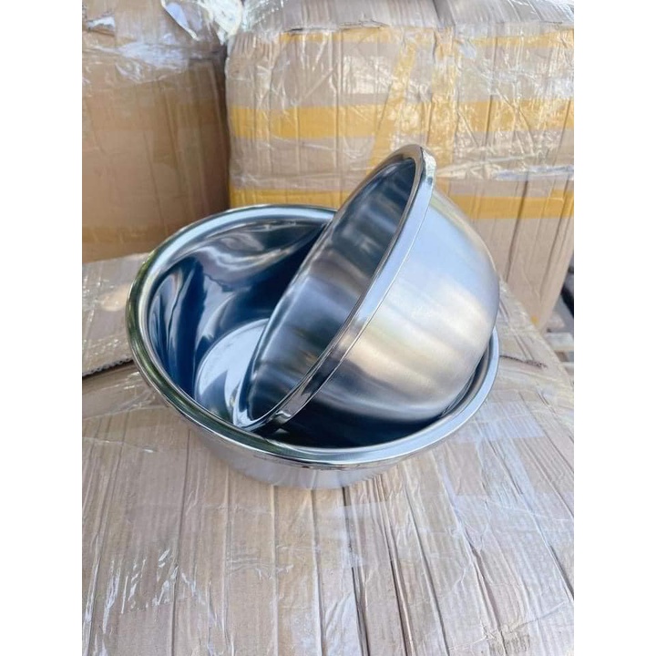 Bộ 5 thau rổ inox rửa rau quả thau trộn salad dày dặn siêu tiện dụng cho nhà bếp