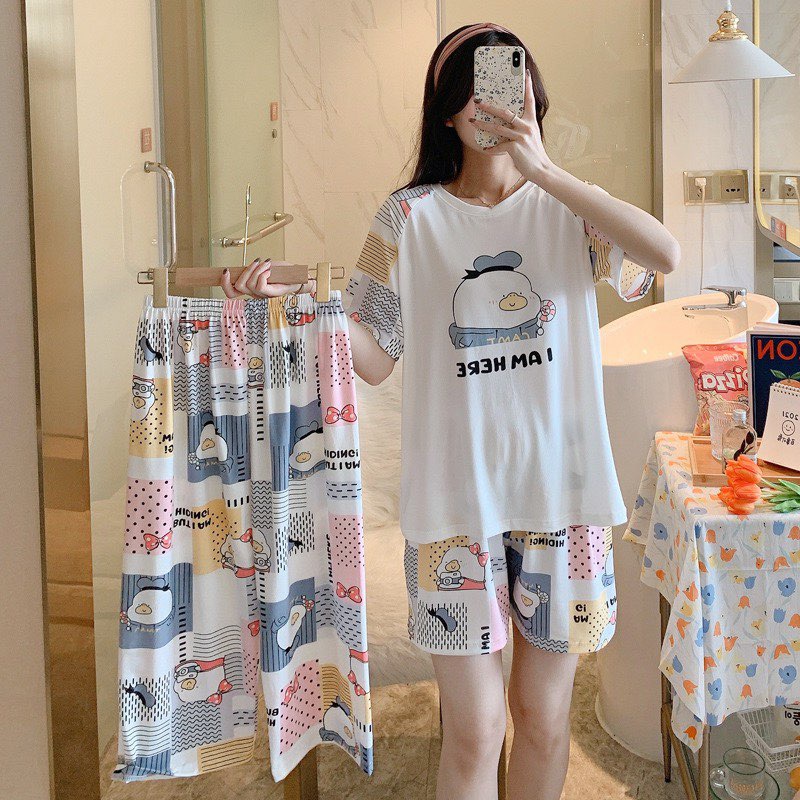 [SẴN]SET ĐỒ MẶC Ở NHÀ 3 MÓN, ĐỒ NGỦ QUẦN NGẮN VÀ LỬNG QUẢNG CHÂU, HỌA TIẾT DỄ THƯƠNG, THOÁNG MÁT, THOẢI MÁI | BigBuy360 - bigbuy360.vn