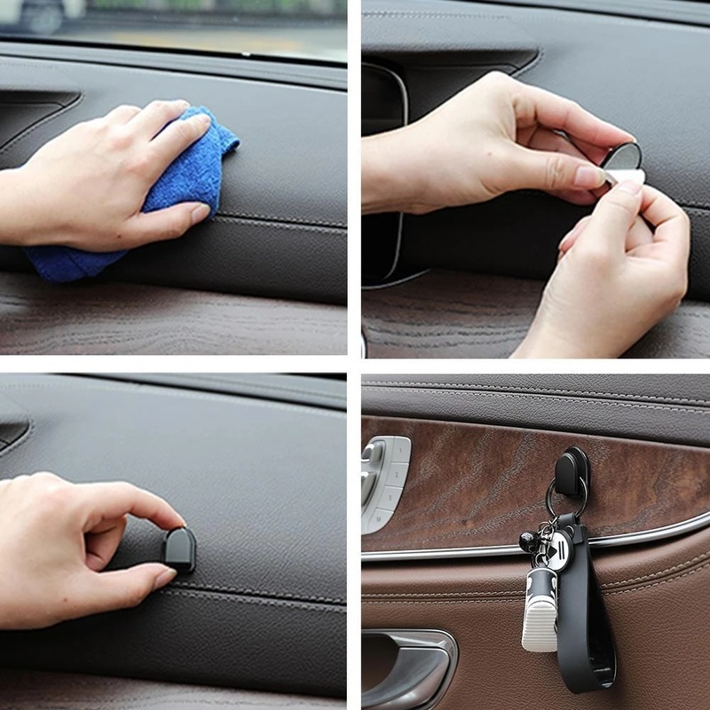 Móc Treo Tai Nghe/ Cáp USB Tự Dính Màu Đen Chất Lượng Cao Sắp Xếp Gọn Gàng Cho Xe Hơi