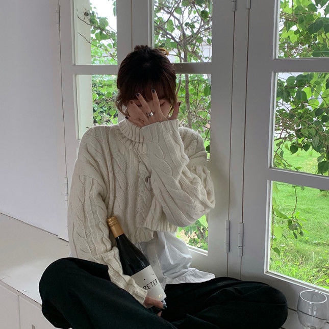 Áo Len Tay Dài Cổ Lọ Phong Cách Hàn Quốc Thời Trang Cho Nữ