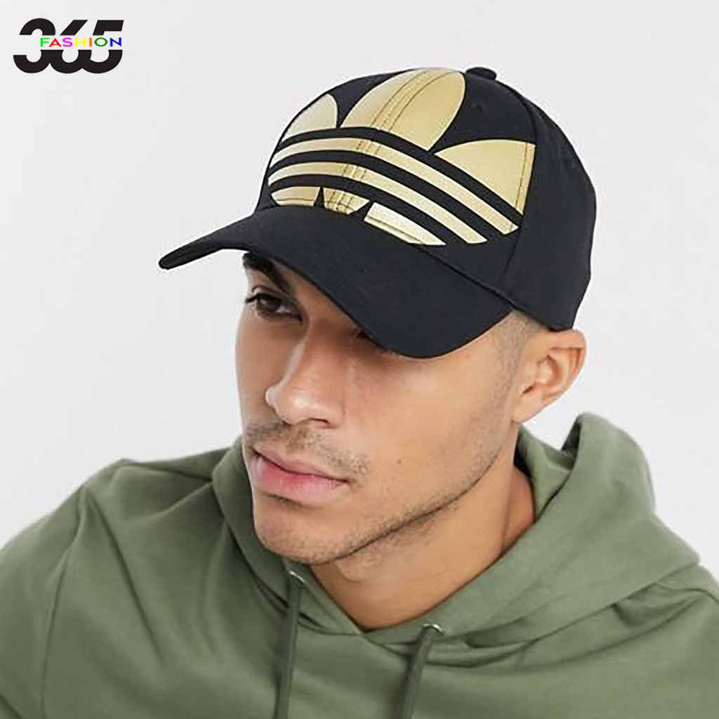 Mũ Lưỡi Trai Đen Big Logo Vàng - Màu In Sắc Nét - Chuẩn Auth - Giá Rẻ - TREFOIL BASEBALL CAP BIG LOGO BLACK FT8922