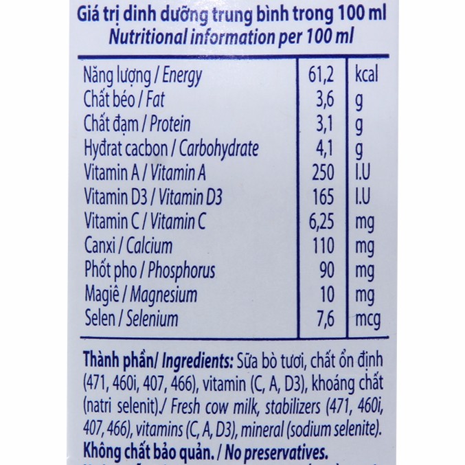 [CHÍNH HÃNG] Sữa Tươi Tiệt Trùng Vinamilk 100% Không Đường Thùng 48 Hộp x 180ml