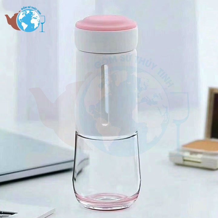 Bình đựng nước thủy tinh không gian vỏ bọc nhựa 400ml