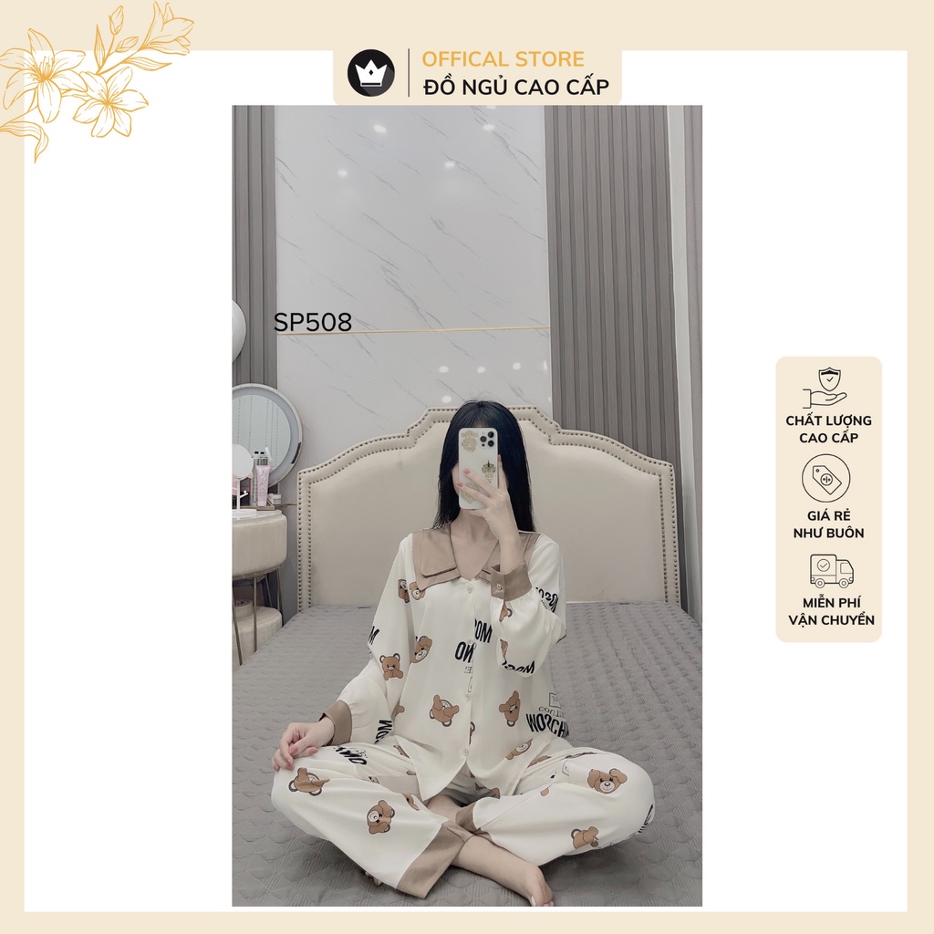 Bộ đồ ngủ lụa Gấu Moschino - Chất vải mềm mại,thoáng mát