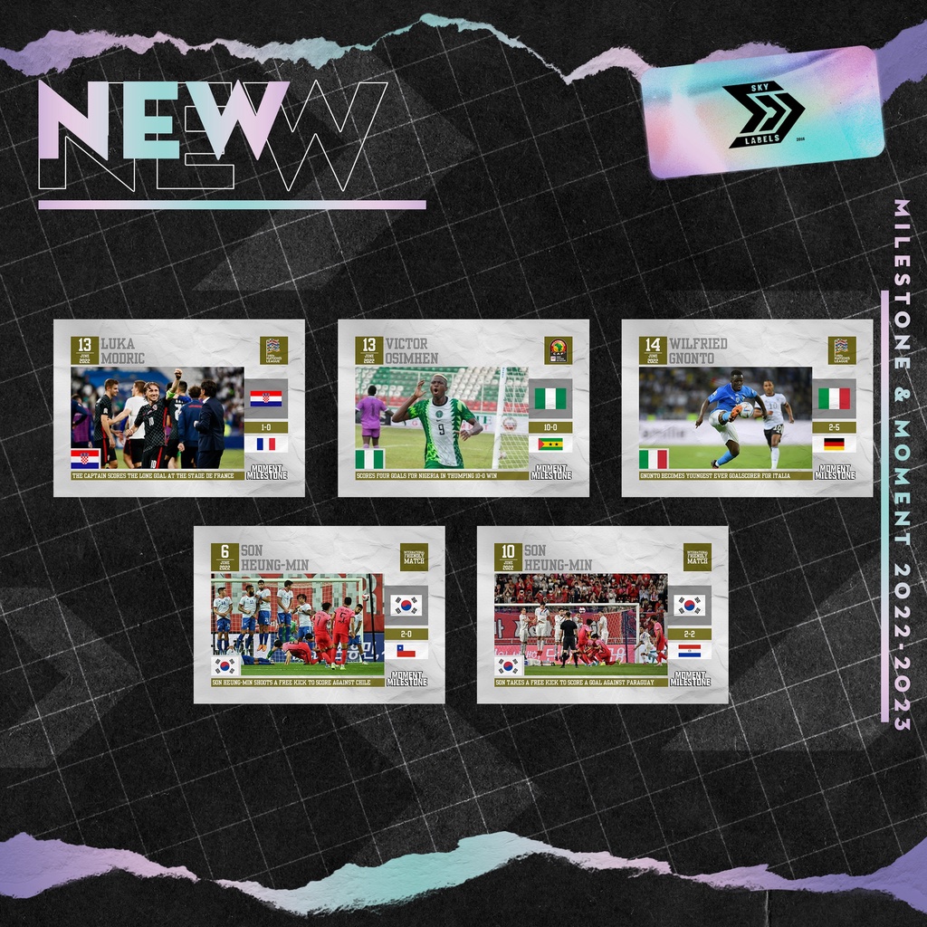 Thẻ Cầu Thủ Bóng Đá SKY Milestone Moment Card Khoảnh Khắc Son Heung Min đá phạt thành bàn, Osimhen, Gnonto, Luka Modric
