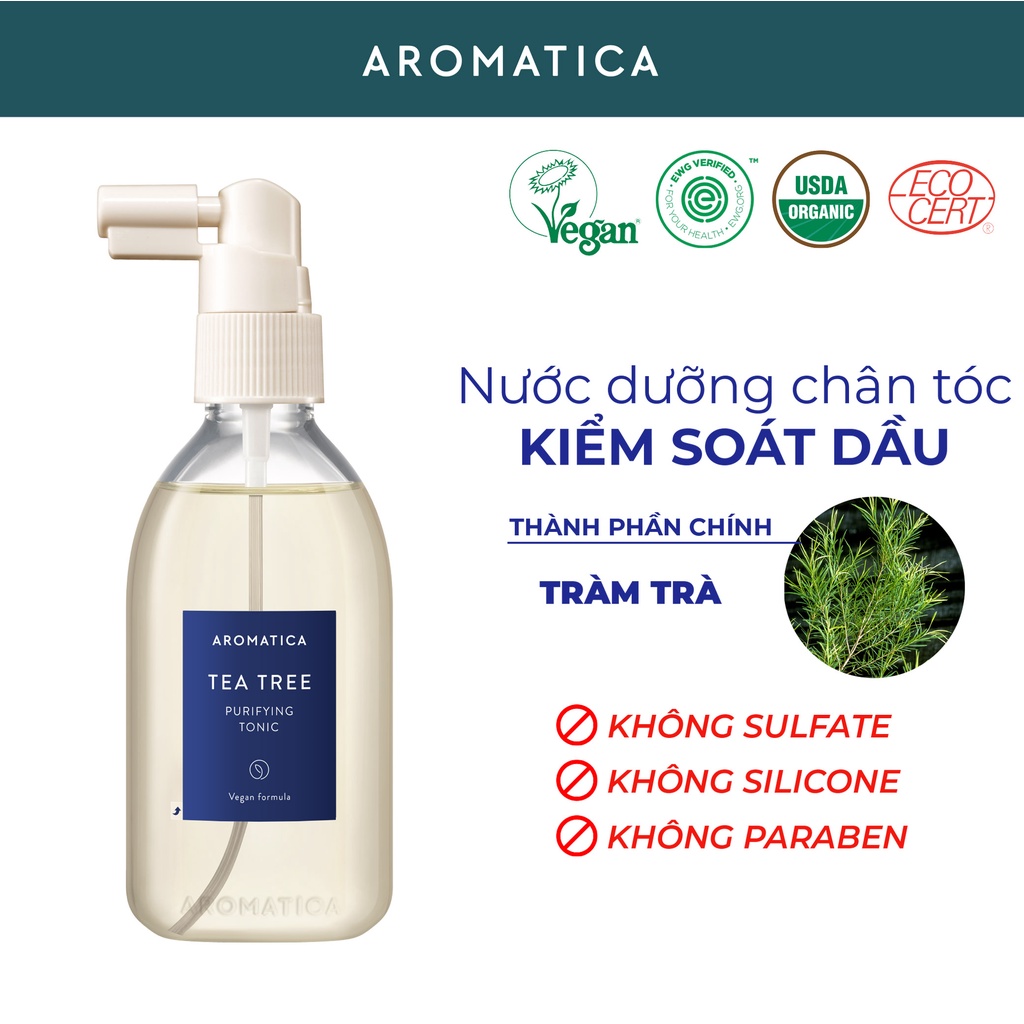 Nước Dưỡng Tóc Giảm Dầu Chiết Xuất Tràm Trà Aromatica Tea Tree Purifying Tonic 100ml