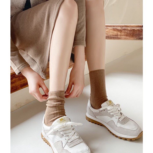 Tất cao cổ nữ và nam - Vớ ulzzang Màu Coffee Trơn