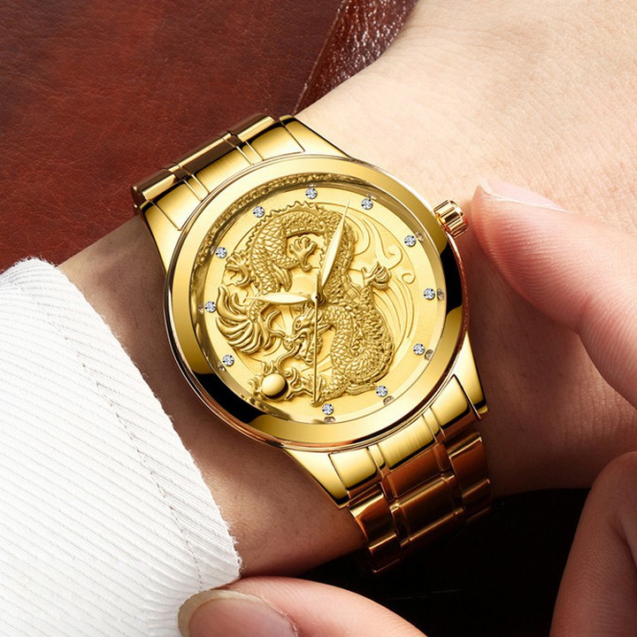 Đồng hồ nam DRAGON Mặt Rồng Mạ Vàng Cao Cấp #8